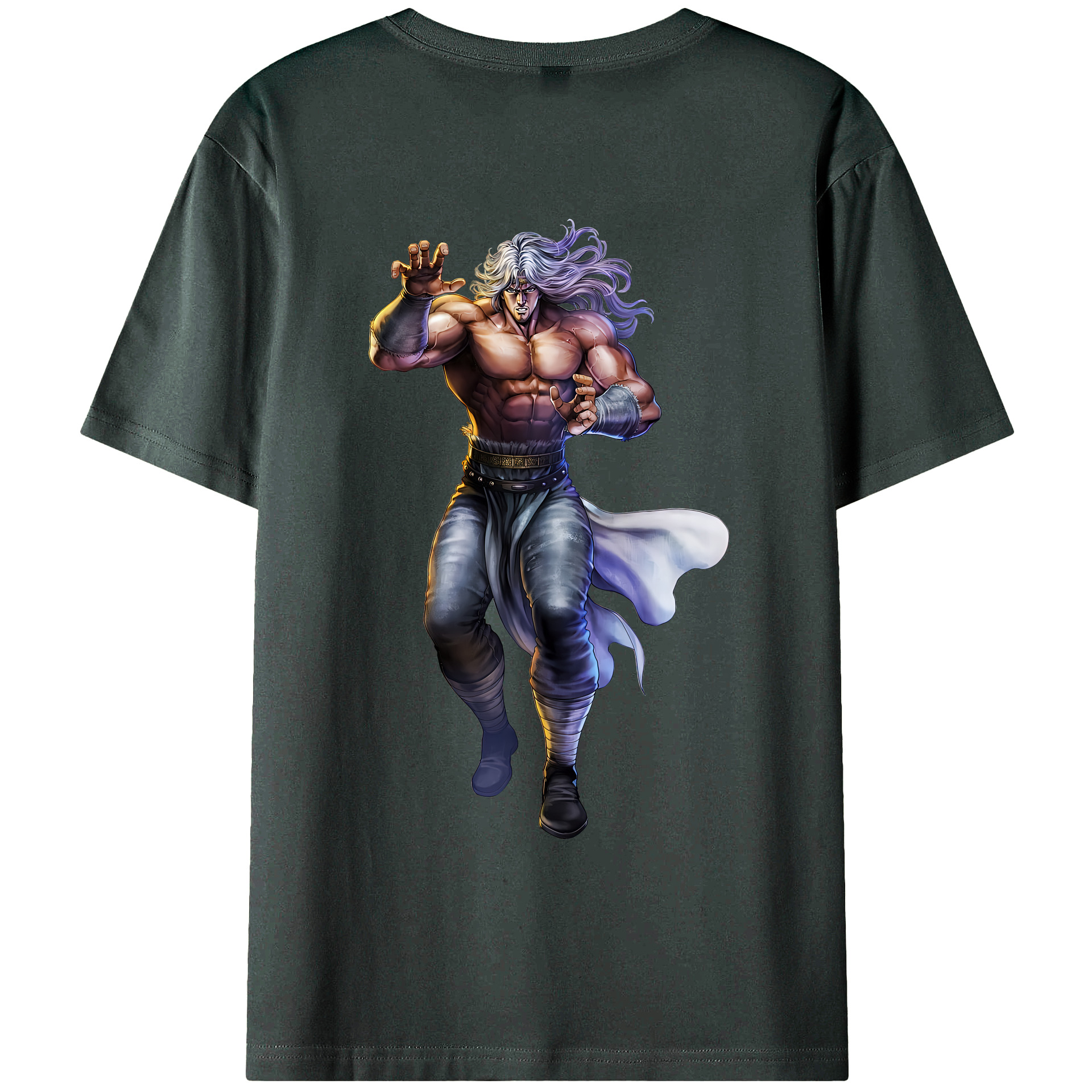 （画像用） 北斗の拳 Fist of the North Star 綿100％ メンズ半袖Tシャツ（バックプリント） 通気性